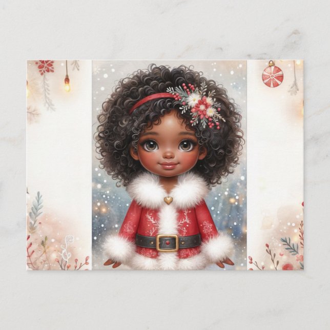Cartão Postal Christmas Little Girl In Santa Dress Holiday (Frente)