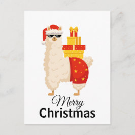 Cartão Postal Christmas Minimalist Funny Disco Santa Llama