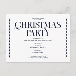 Cartão Postal Christmas Party Vintage Elegant blue Invitation