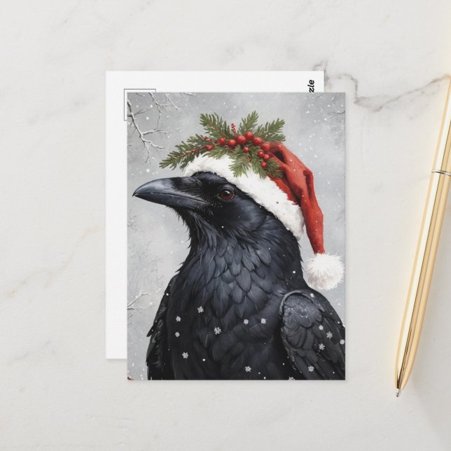 Cartão Postal Christmas Raven (Frente/Verso In Situ)