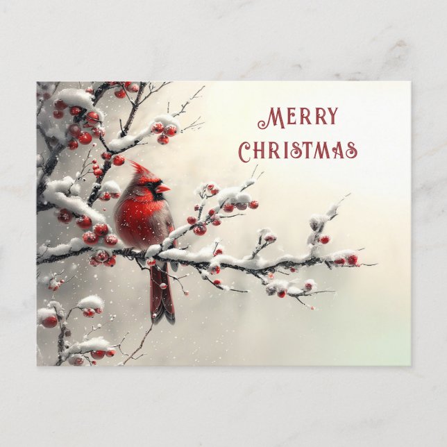 Cartão Postal Christmas Red Cardinal Holiday (Frente)