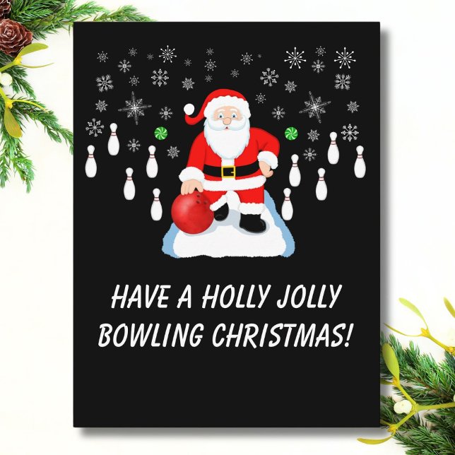 Cartão Postal Christmas Santa's Bowling Holly Jolly Fun (Criador carregado)