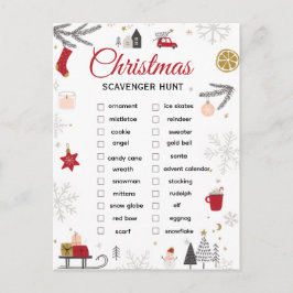 Cartão Postal Christmas Scavenger Hunt Checklist Art