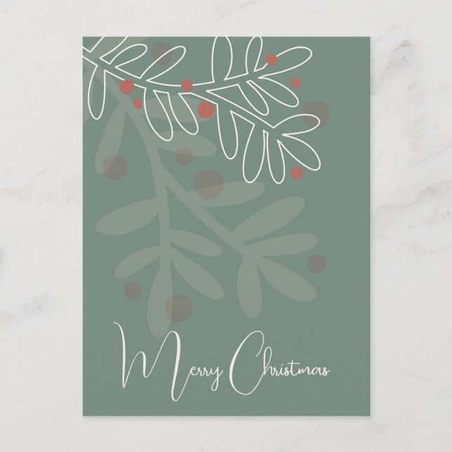 Cartão Postal Christmas simple abstract floral mistletoe (Frente)