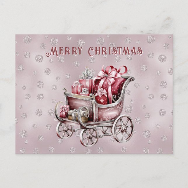 Cartão Postal Christmas Sleigh With Gifts Holiday (Frente)