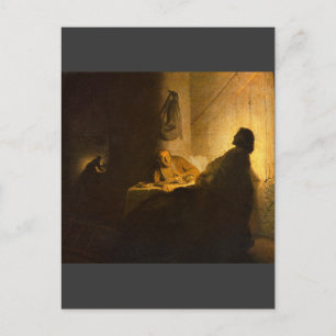 Cartão Postal Christus em Emaús por Rembrandt