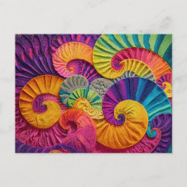 Cartão Postal Chromatic Shells: Vibrant Spiral Mosaic