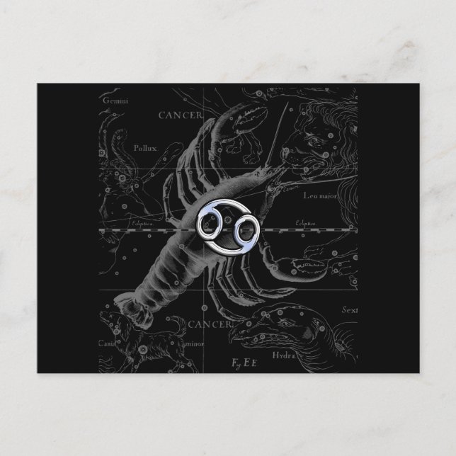 Cartão Postal Chrome como Cancer Sinal em Hevelius Engraando (Frente)