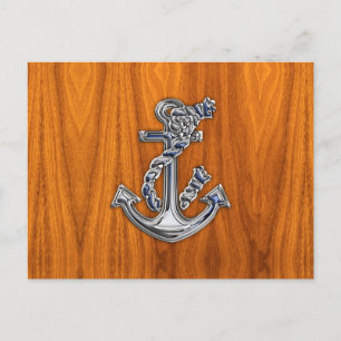 Cartão Postal Chrome Rope Anchor em Teak Veneer