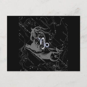 Cartão Postal Chrome Style Capricórnio Sinal Zodiac em Hevelius
