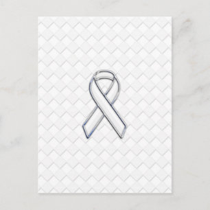 Cartão Postal Chrome White Ribbon Awarting on Checkers Impressão