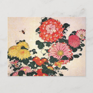 Cartão Postal Chrysanthemum and Horfly, Katsushika Hokusai