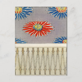 Cartão Postal Chrysanthemum illustration. Japanese Patterns 