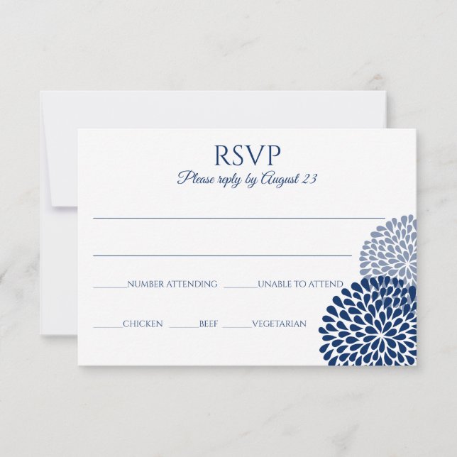 Cartão Postal Chrysanthemum RSVP | Azul Marinho (Frente)