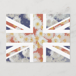 Cartão Postal Chrysanthemums Flower Union Jack British(UK) Flag