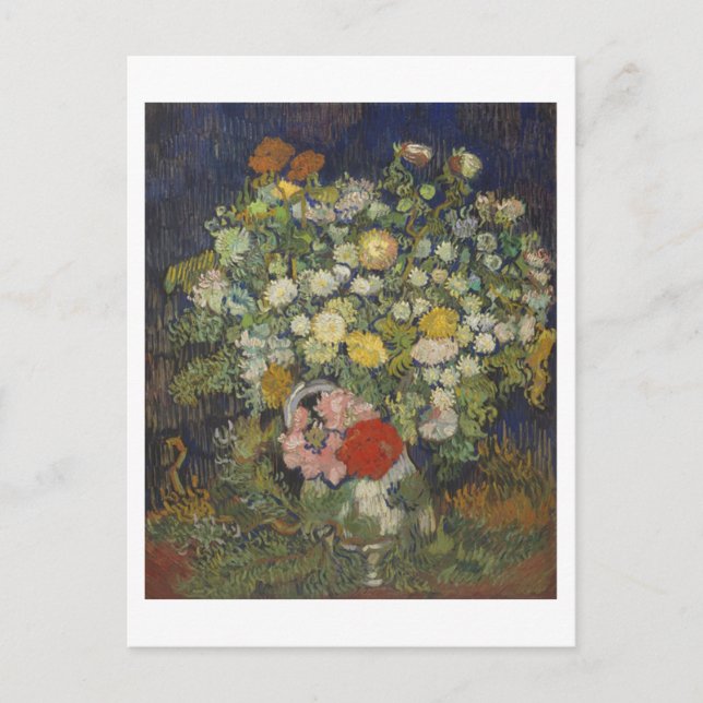 Cartão Postal Chrysanthemums & Wild Flowers Van Gogh Fine Art (Frente)