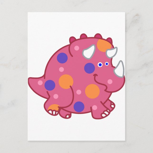 Cartão Postal Chubby Triceratops Cartoon Dinosaur (Frente)