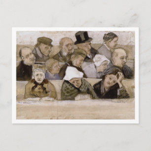 Cartão Postal Church Pew com adoradores, Vincent van Gogh