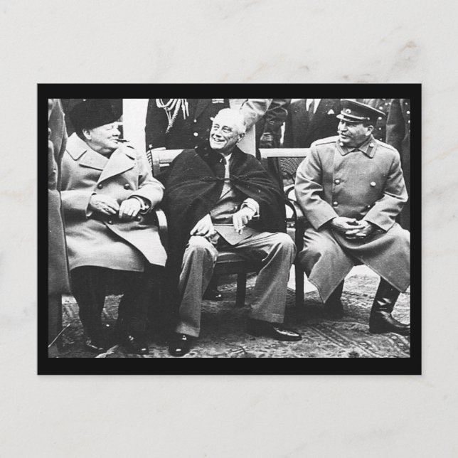 Cartão Postal Churchill, Roosavelt & Stalin - Em Yalta (Frente)