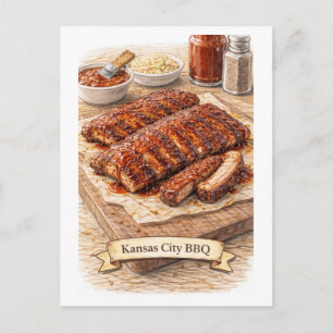 Cartão Postal Churrasco de Kansas City (Série de Comida American