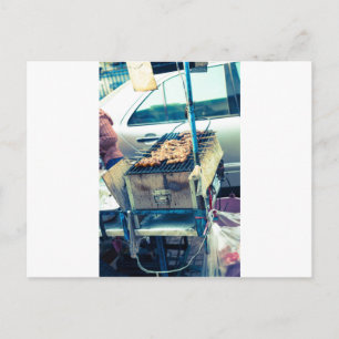 Cartão Postal churrasco de rua em Banguecoque com espetos