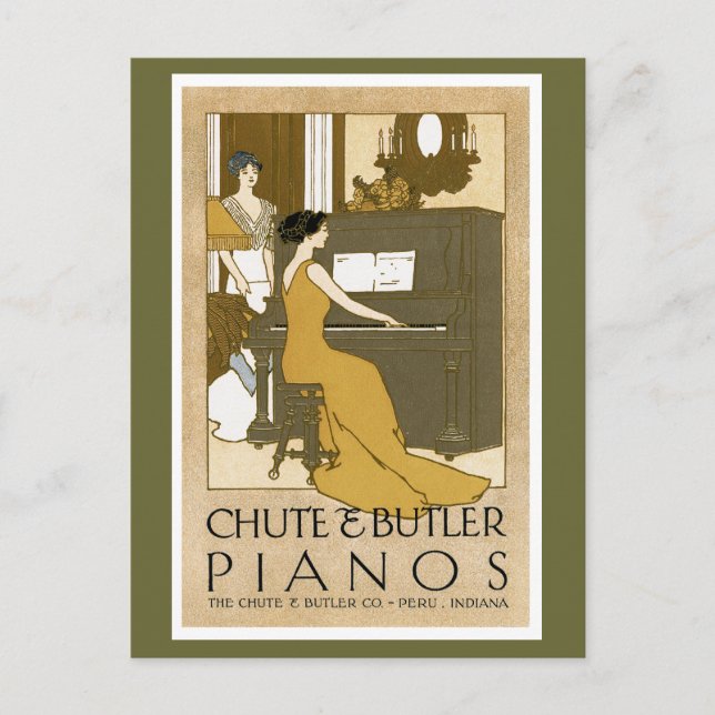 Cartão Postal Chute e Butler Pianos (Frente)