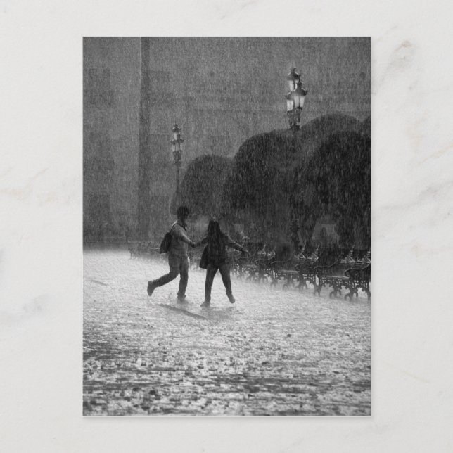 Cartão Postal Chuva caindo no Centro Leon Guanajuato México (Frente)