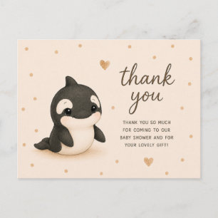 Cartão Postal Chuva de Bebê Baleia Orca Bebê Obrigado