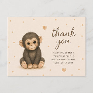Cartão Postal Chuva de Bebê Chimpanzé Bebê Obrigado