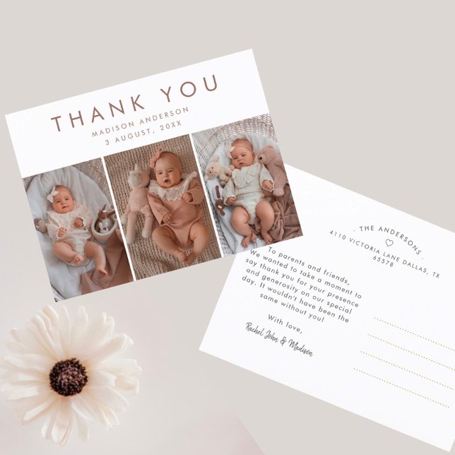 Cartão Postal Chuva de Bebê Estilosa 3 Fotos Agradecimento  (Criador carregado)