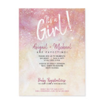 Chuva de Bebê Menina Rosa Elegante Aquarela