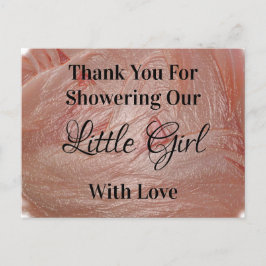 Cartão Postal Chuva de Bebê Rosa Pastel Menina Elegante Agradeci