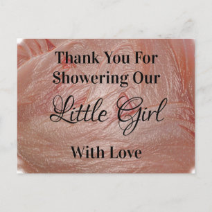 Cartão Postal Chuva de Bebê Rosa Pastel Menina Elegante Agradeci