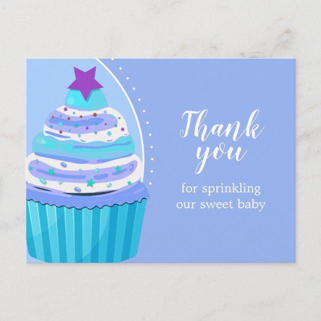 Cartão Postal Chuva de Bênçãos de Cupcake Obrigado Bebê Chamada  (Frente)
