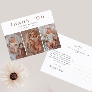 Cartão Postal Chuva de Estilo para Baby Shower 3 Fotos Obrigado