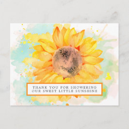 Cartão Postal Chuva de Flores de Girassol em Aquarela Obrigado n