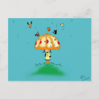 Cartão Postal Chuva de gatos e cães