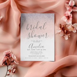Cartão Postal Chuva de Noiva Elegante Faux Ombré Brilho Rosa
