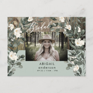 Cartão Postal Chuva de Noiva Folhagem Sálvia Rústica Floral Bran