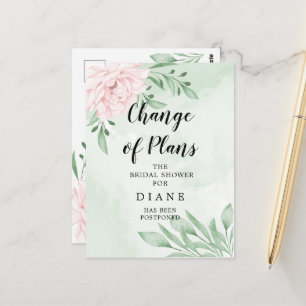 Cartão Postal Chuva de Noiva Pink Rose Foliage Change The Date