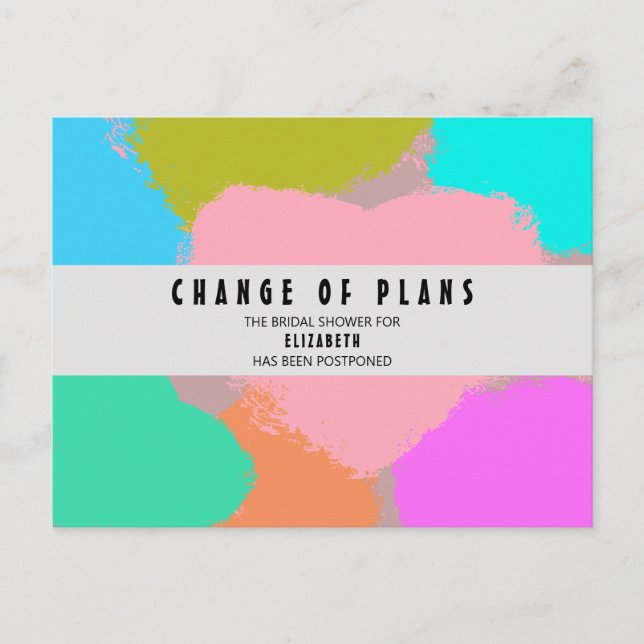 Cartão Postal Chuva de Presentes para a Noiva Muda os Planos Cor (Frente)