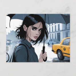 Cartão Postal Chuva no Cartão-postal do Guarda-chuvas da cidade