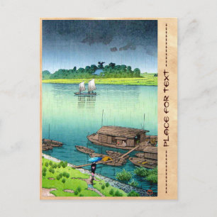 Cartão Postal Chuva no Verão. Kawase Hasui. Cena do rio de 1932