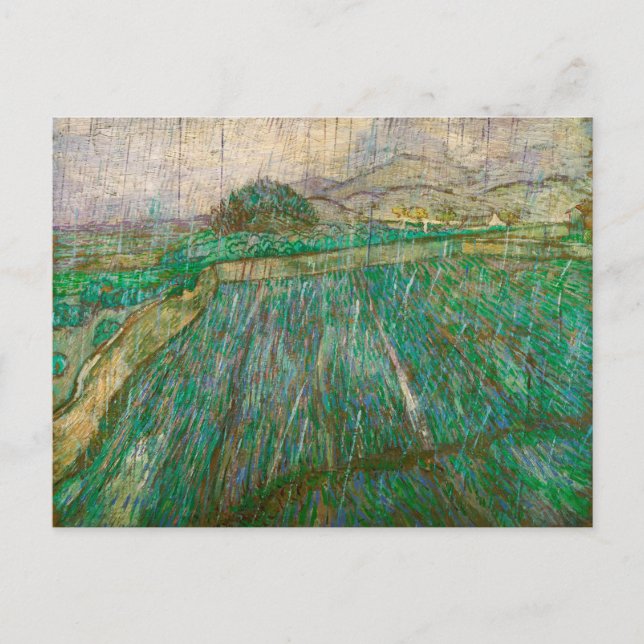 Cartão Postal Chuva por Vincent van Gogh (1889) (Frente)