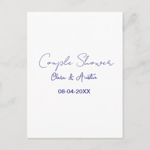 Cartão Postal chuveiro de casal nome data roxo moderno simples m