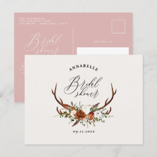 Cartão Postal Chuveiro de noiva feminino rosa ferrugem floral el