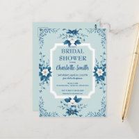 Chuveiro de noiva floral azul elegante chinesice