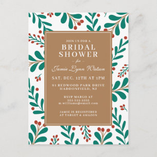 Cartão Postal CHUVEIRO DE NOIVA   Natal Mistletoe & Holly