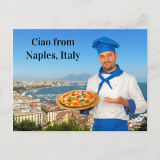 Cartão Postal Ciao De Nápoles Itália Margherita Pizza Recebe