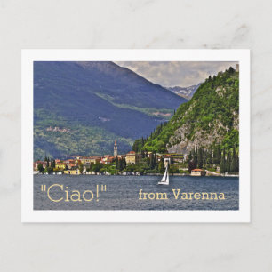 cartão postal, "CIAO!" DE VARENNA/ITALIANO LAKE DI